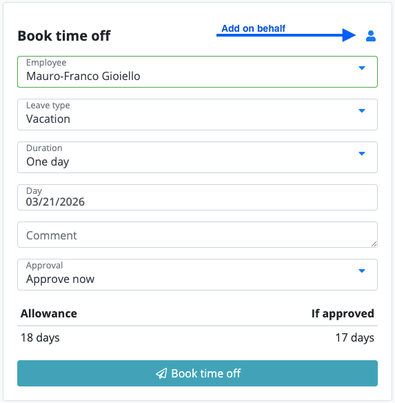 Book Time off On Behalf