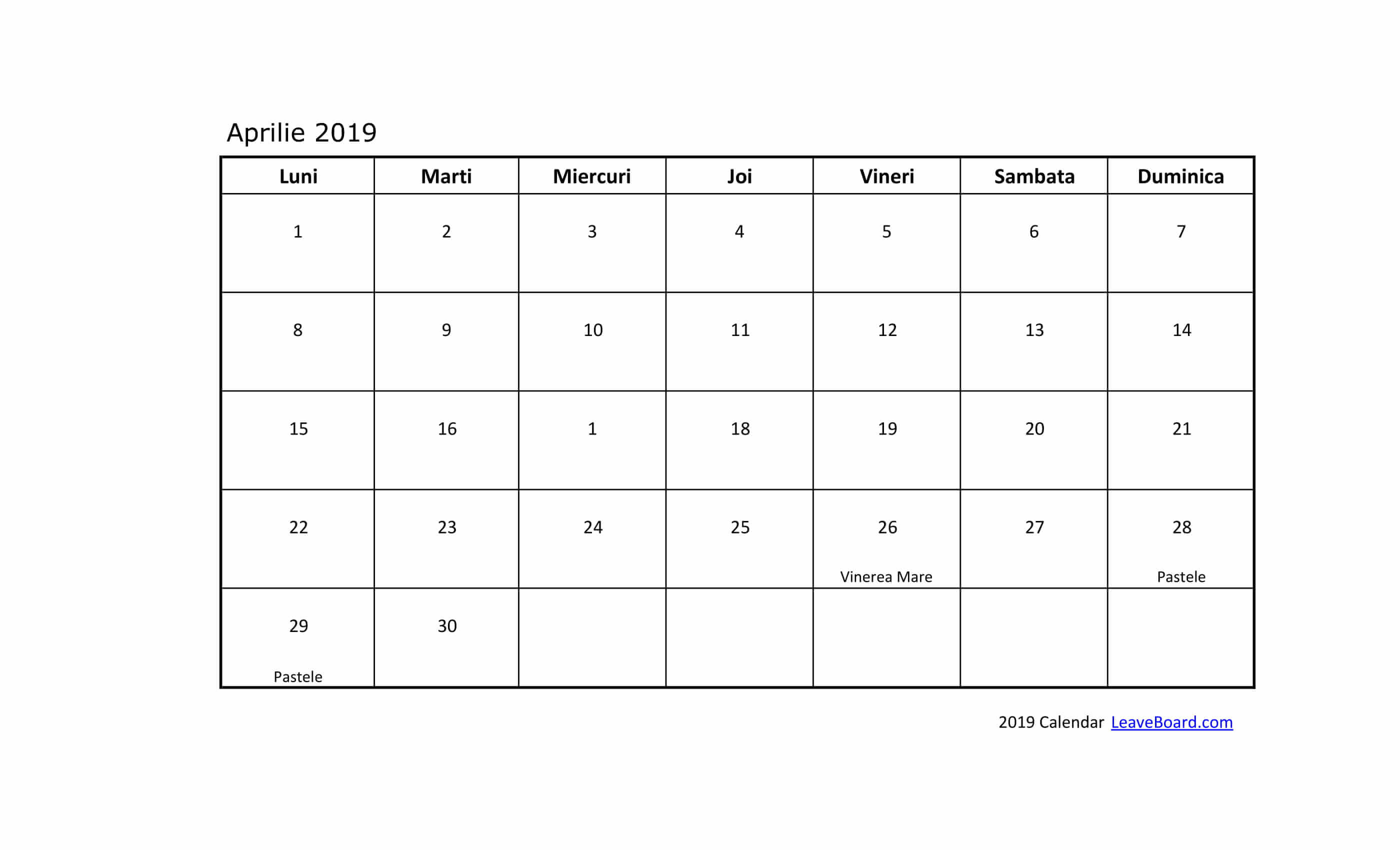 Calendar 2019 LeaveBoard Calendar 2019 LeaveBoard
