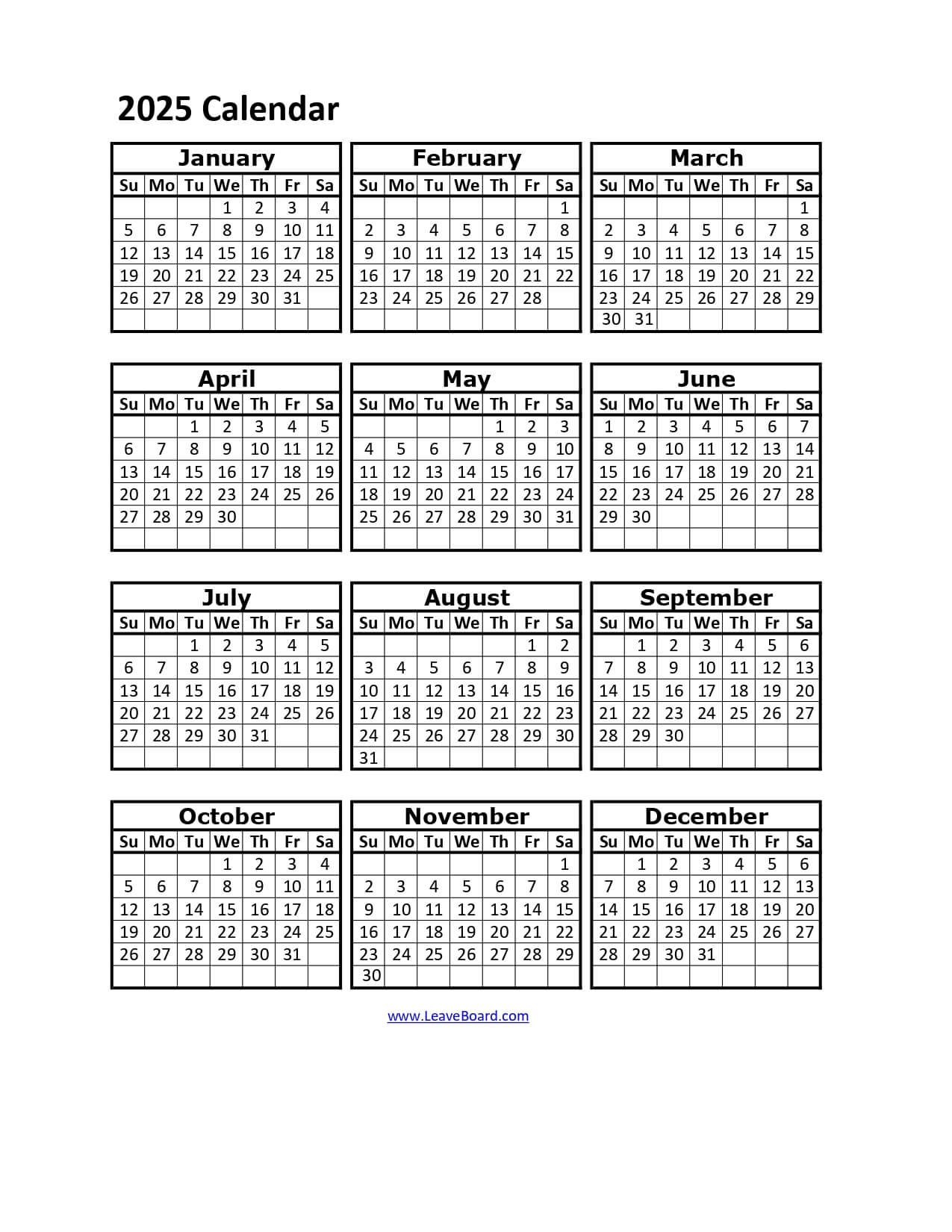 2025 Calendar Printable: PDF, Excel, With Holidays (Free Download)
