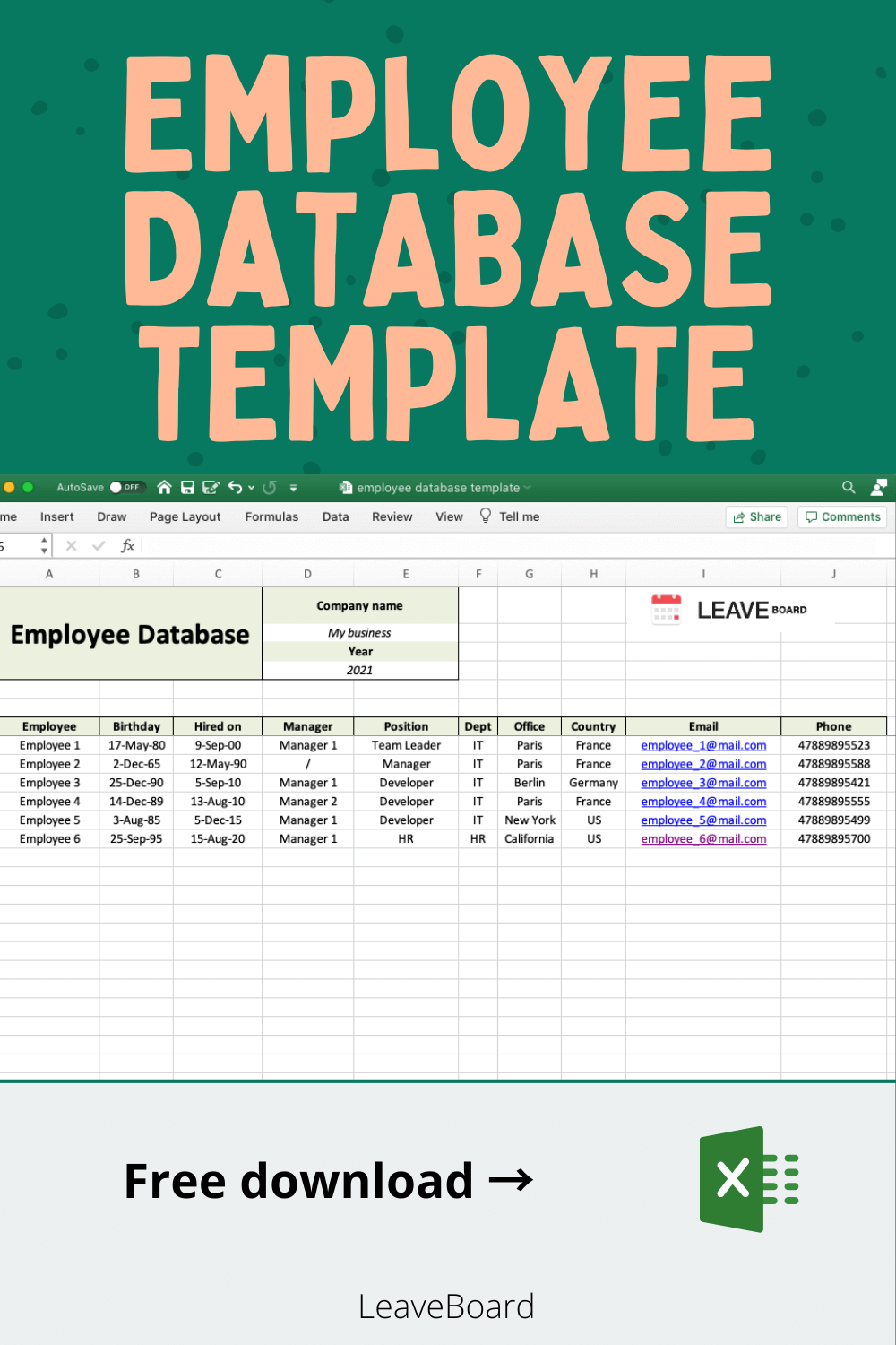 contact database excel template