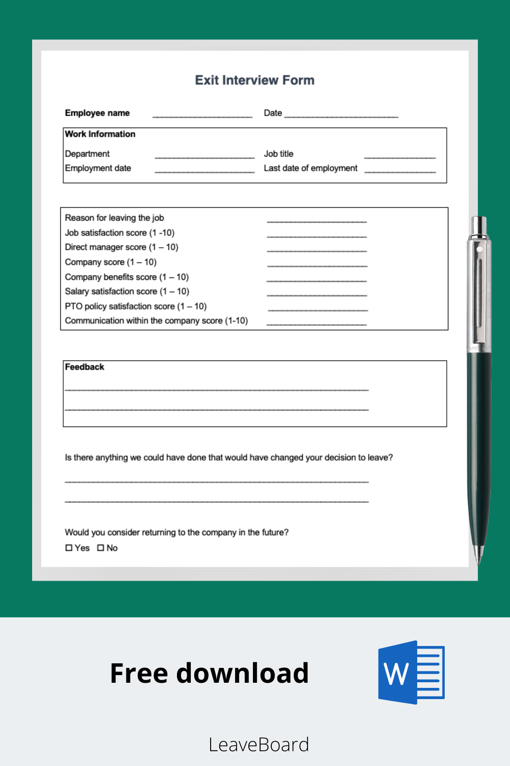 Exit Interview Template (Employee Questionnaire)