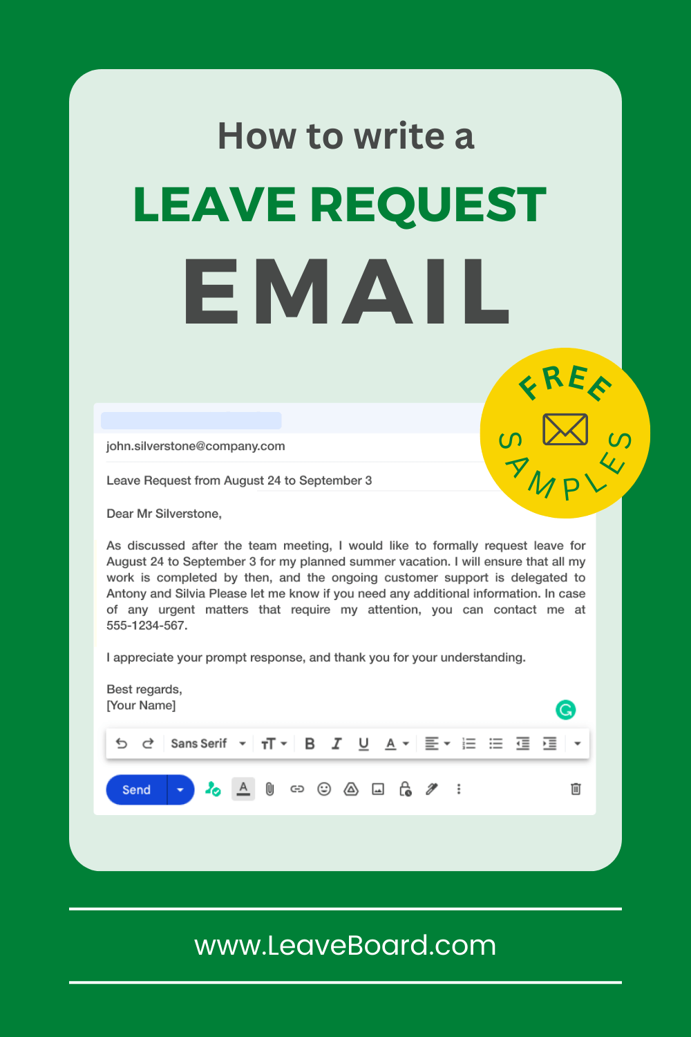 email request for leave approval