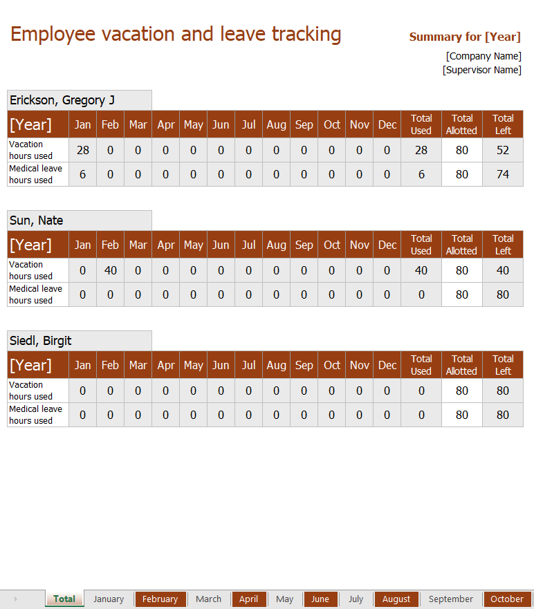 Employee Time Off Tracker Free Ms Excel Templates